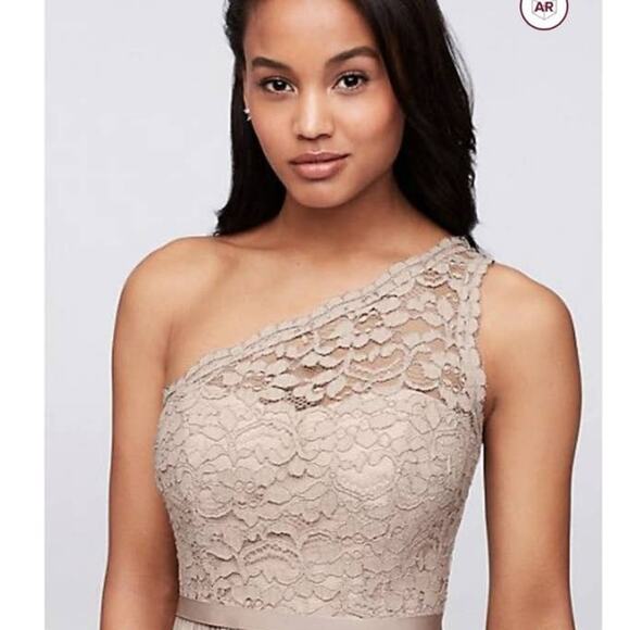 David’s Bridal One Shoulder Maxi Bridesmaid Dress Size 2 - Picture 2 of 13